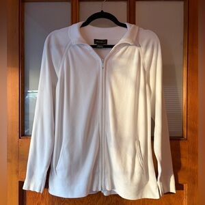 Eddie Bauer 100% Cotton White Zip-Up Sweater